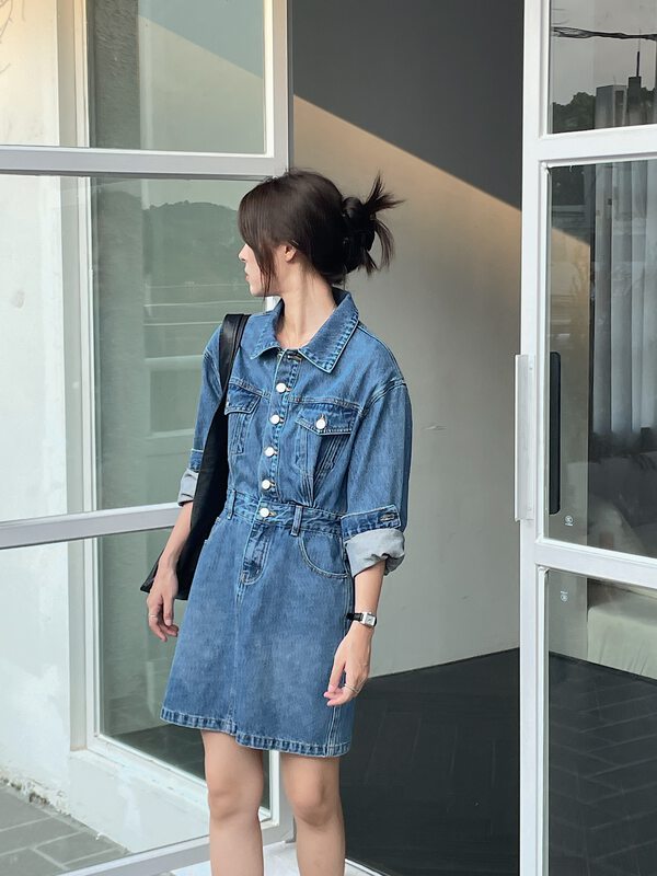 New in early autumn!【CLEAN SPACE】Korean casual denim dress 27962# CQW