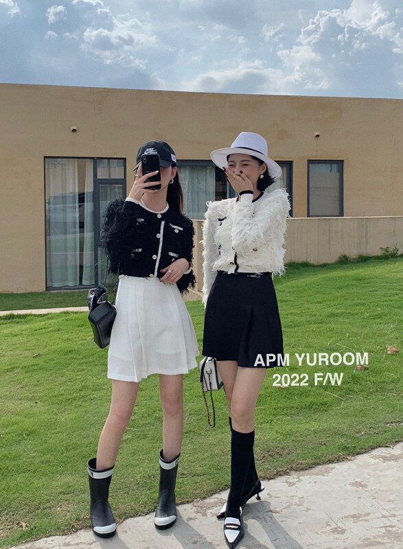 New in early autumn! [APM YUROOM] temperament round neck contrast color small fragrance knitted sweater 6015# LSL
