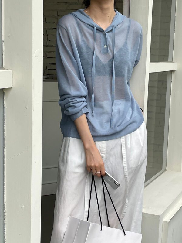 【CLEAN SPACE】Korean style hooded solid color simple all-match knitted sweater YS1-31723# CQW