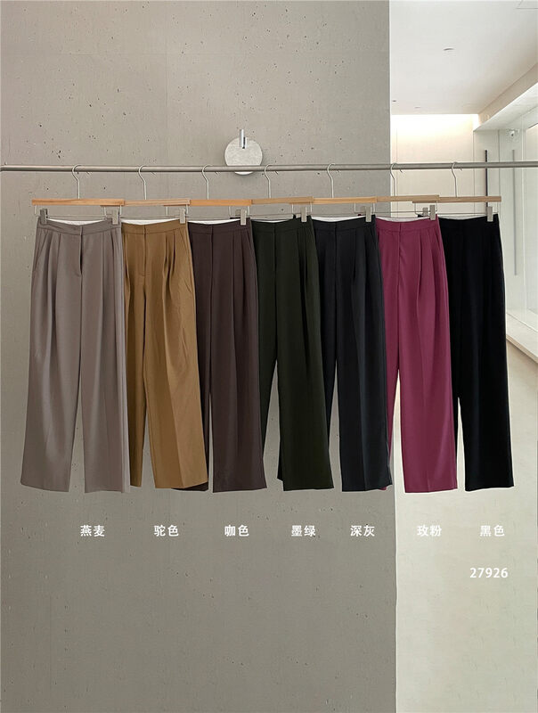 Popular trousers, classic and versatile bi-fold [CLEAN SPACE] Temperament texture commuter trousers 27926# CQW