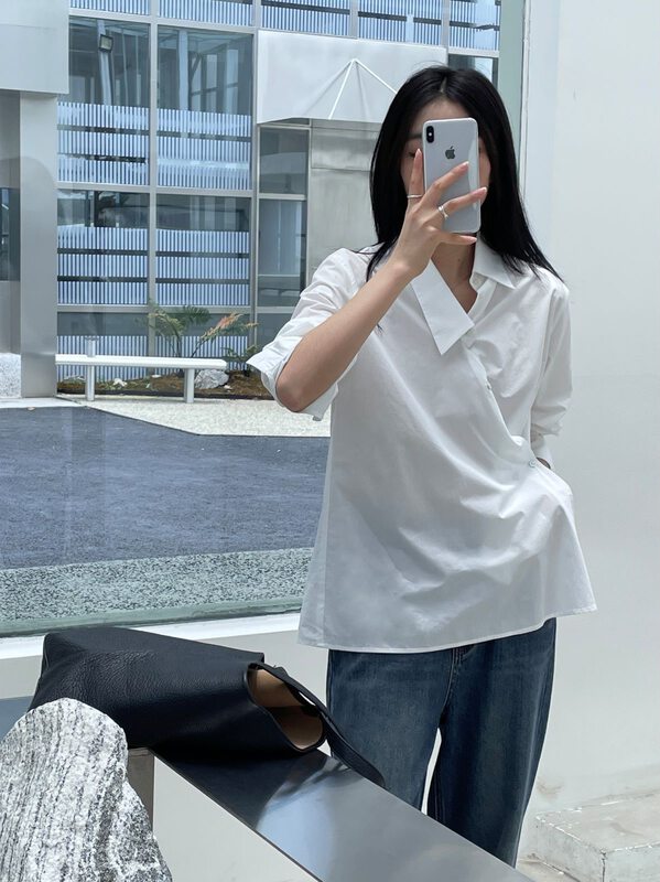 【CLEAN SPACE】Simple Loose Side Button Design Shirt 31681# CQW