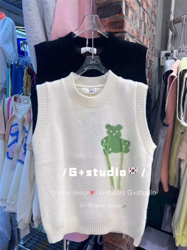 New in autumn! [G+] Bear all-match pullover vest 1007# WTT