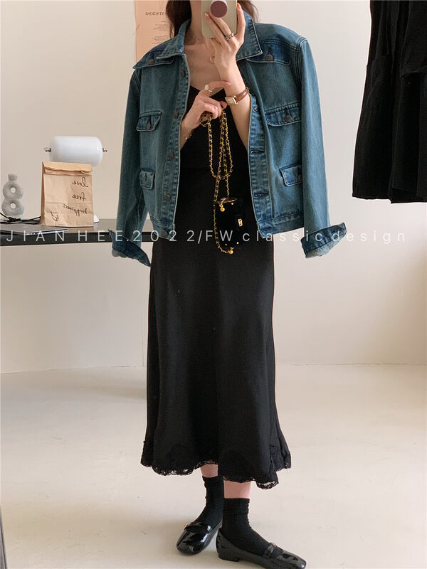 New in early autumn!【JIAN HEE】Simple and slim solid color skirt 2348# OZQ