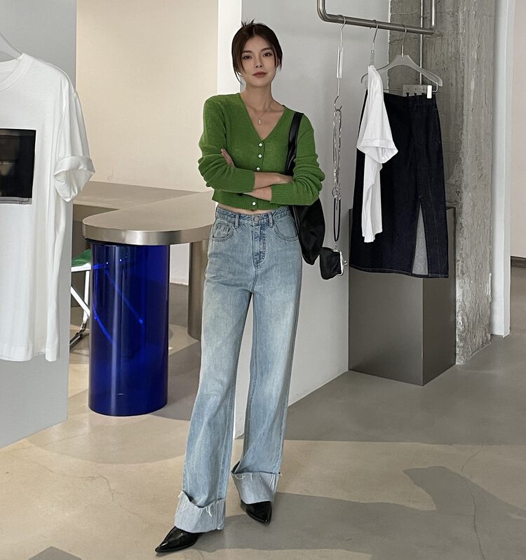 New in early autumn!【CLEAN SPACE】Korean style curly design loose jeans 31653# CQW