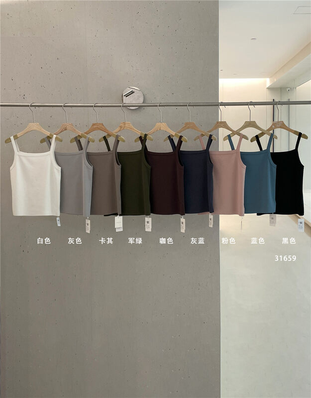 Explosive must-have base [CLEAN SPACE] solid color slim short vest/sling 31659# CQW