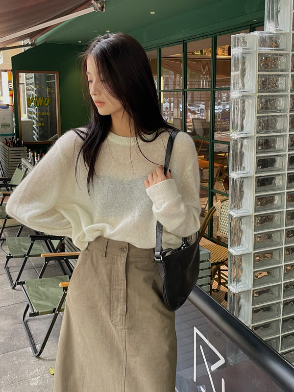 A must-have item in early autumn, 12 colors are available [CLEAN SPACE] Korean color-block crew neck all-match mohair sweater (including 50% wool, 23% mohair) 33208# CQW
