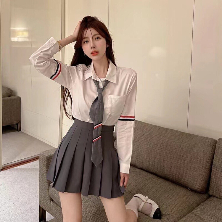 Autumn is new! [HELLO MISS] Korean version of long-sleeved shirt + high-waisted slim skirt suit (with tie) YS1-6210# PCZ