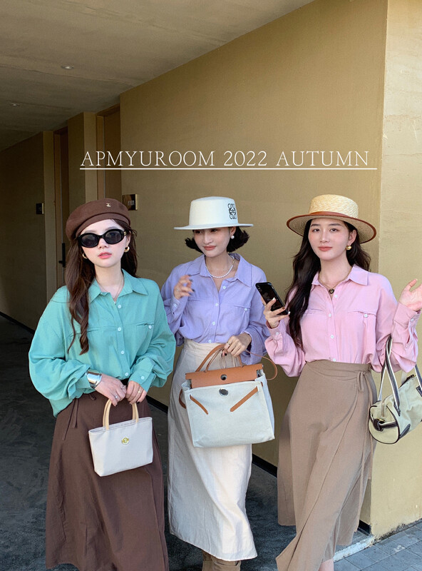 Original price 55.27! New in early autumn! [APM YUROOM] Candy Color Loose Commuter Shirt 0220917# LSL