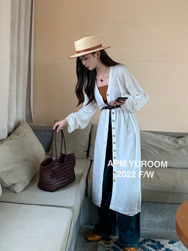 New in early autumn!【APM YUROOM】Korean version all-match long slim knitted cardigan 22705A# LSL
