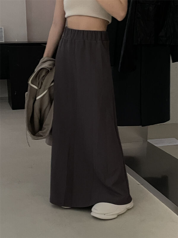 New in autumn! [CLEAN SPACE] solid color casual long skirt 32737# CQW