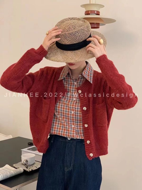 New in early autumn!【JIAN HEE】Solid color buttoned all-match knitted cardigan MY012# OZQ