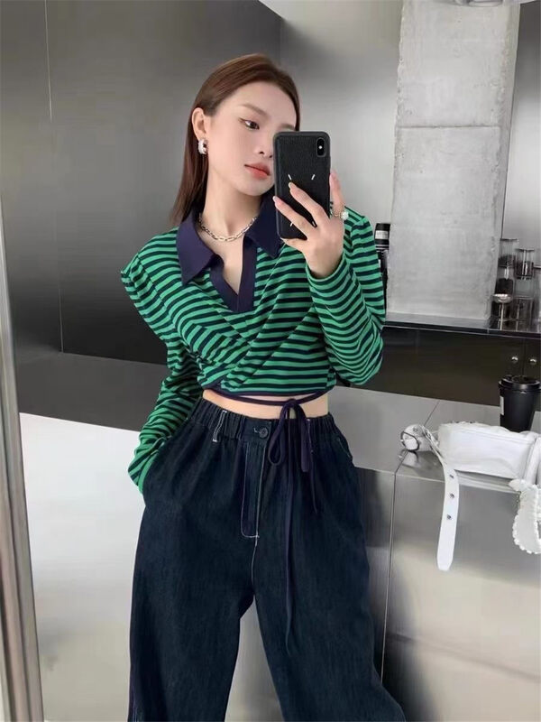 New in autumn!【S'SEVEN】Striped Korean version all-match knitted sweater 3171# XYJ