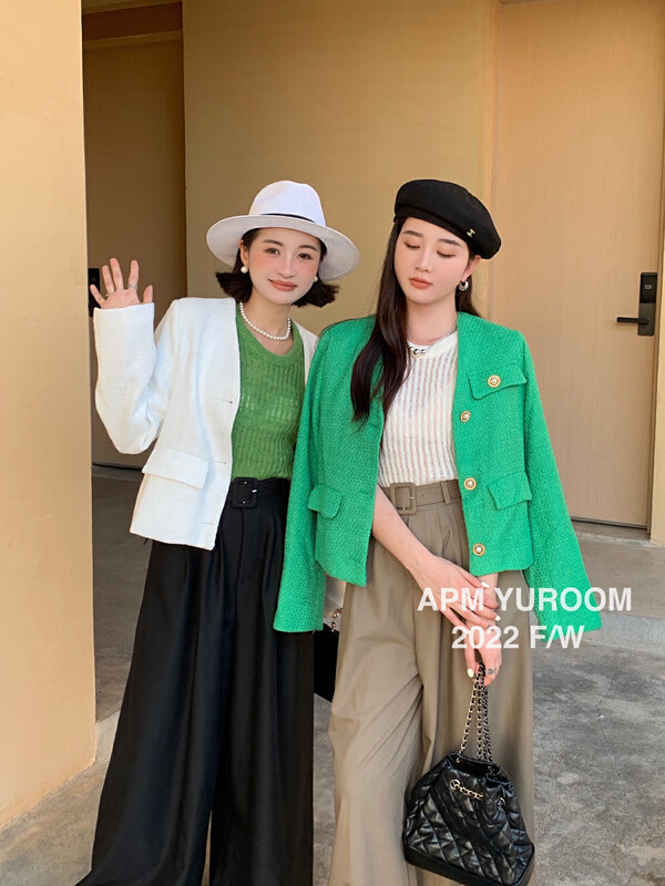 Original price 104.99! New in early autumn! [APM YUROOM] Temperament small fragrance style breasted short jacket 22950A# LSL