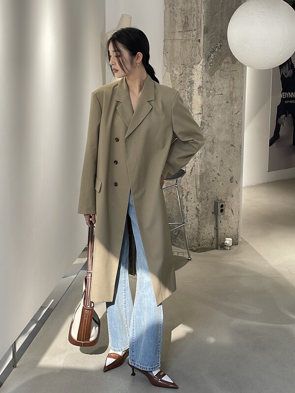 New in early autumn!【CLEAN SPACE】Temperament loose mid-length coat 32762# CQW