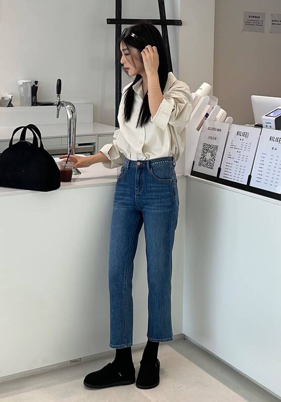 New in early autumn!【CLEAN SPACE】Korean slim fit jeans 27915-27915A# CQW