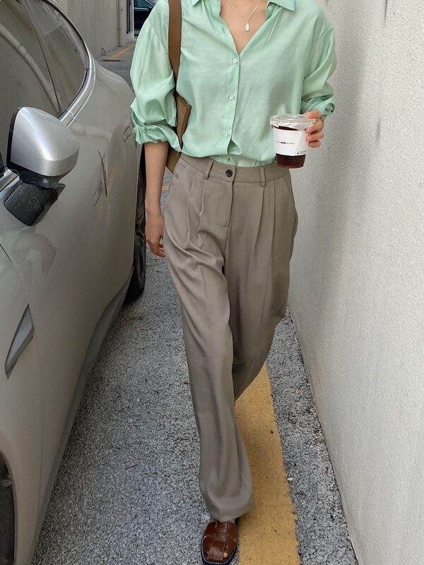 New in early spring!【CLEAN SPACE】Korean style slim wide-leg all-match trousers 30589# CLS