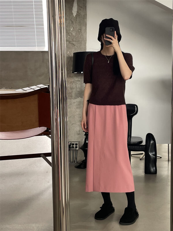 New in early autumn!【CLEAN SPACE】Slim and slim skirt with solid color texture 32380# CQW