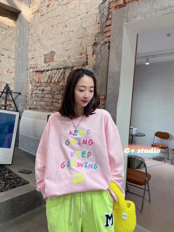 [G+] Letter Embroidered Pullover Long Sleeve T-Shirt 21018# WTT