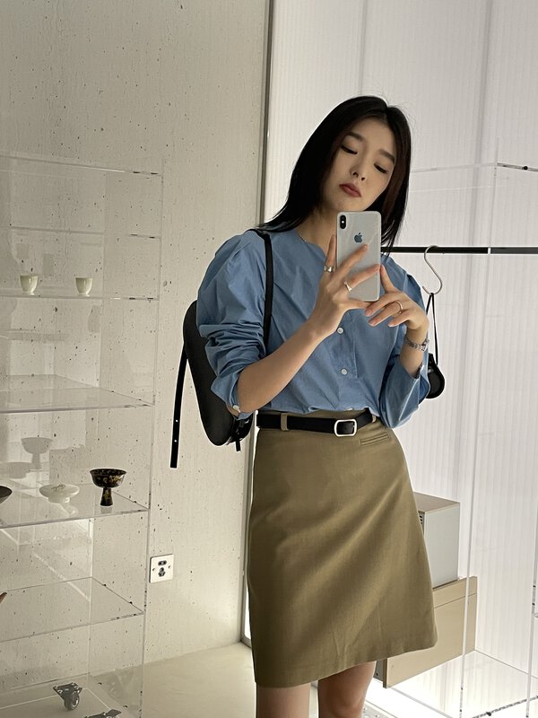 New in early autumn! [CLEAN SPACE] commuter texture slim and slim skirt 31999# CQW