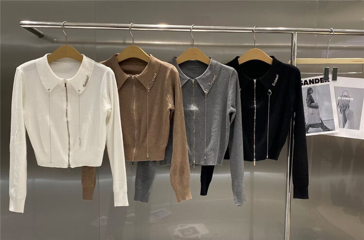 New in autumn!【S'SEVEN】Korean zipper long-sleeved knitted cardigan 3142# XYJ