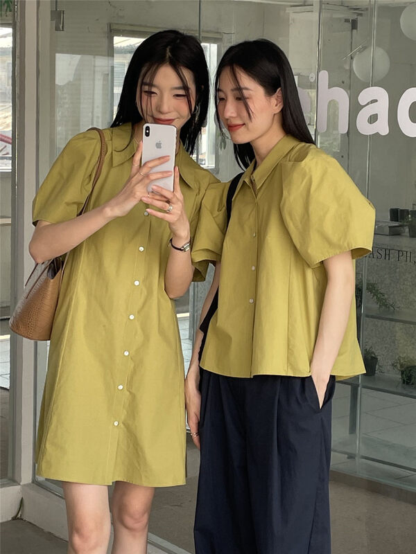 New in early summer! [CLEAN SPACE] Korean style breasted puff sleeve shirt 31972# CLS