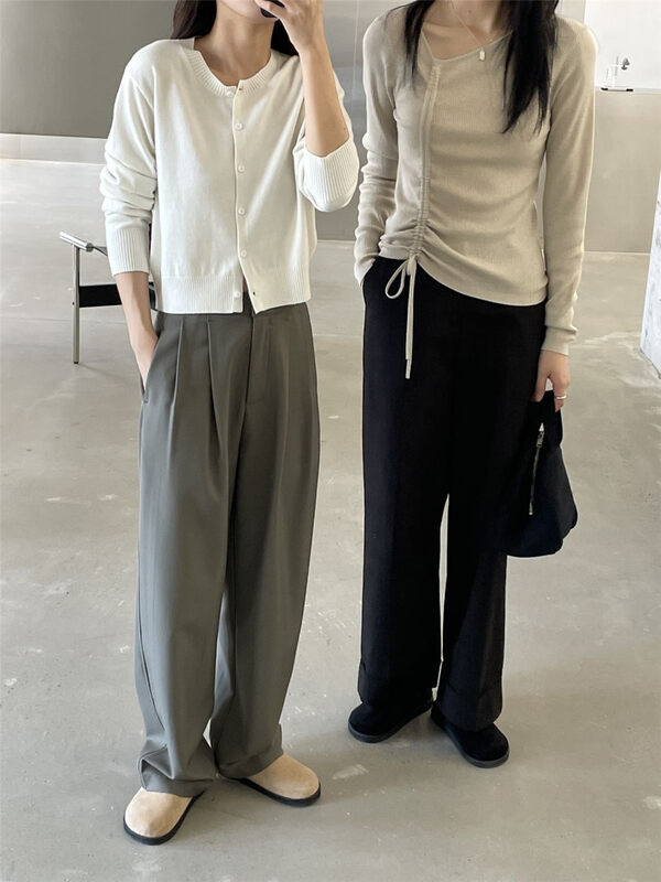 New in early autumn! [CLEAN SPACE] temperament solid color texture nine points trousers 32753# CQW