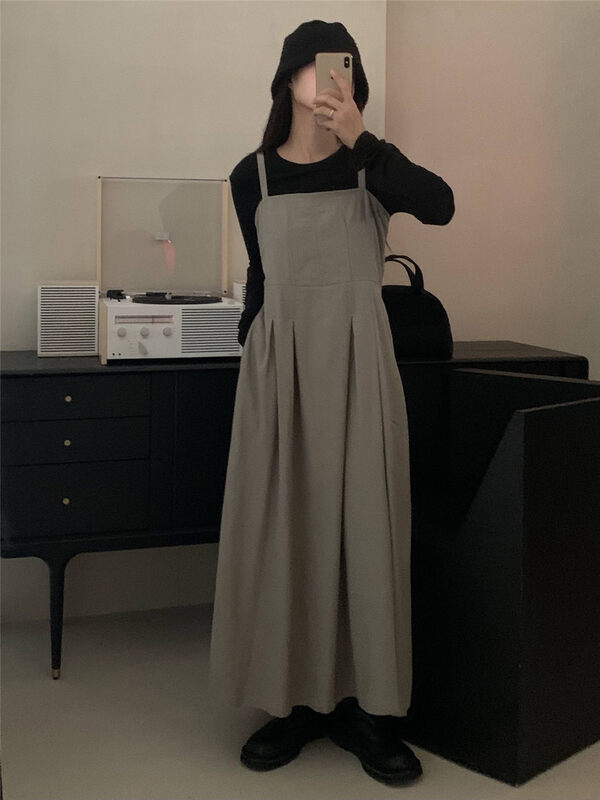 [CLEAN SPACE] Solid Color Casual Waist Sling Dress 32781