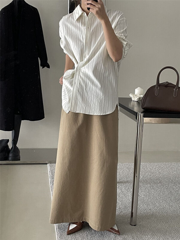 Autumn is new! [CLEAN SPACE] textured solid color long skirt 32793# CQW