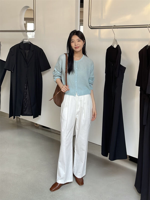 New in early autumn!【CLEAN SPACE】Simple solid color versatile short knitted cardigan 33167# CQW