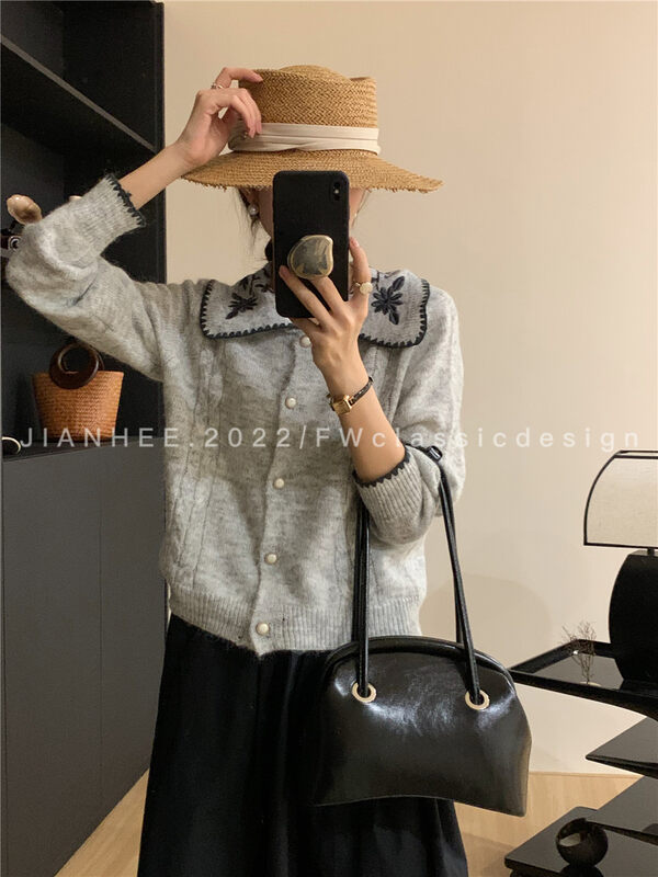 New in autumn!【JIAN HEE】Casual Loose Colorblock Knit Cardigan MY030# OZQ