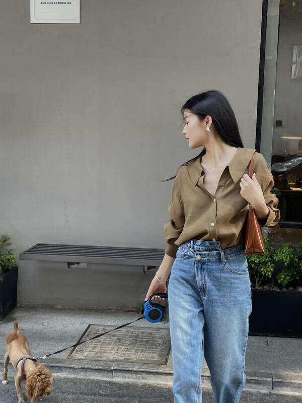 【CLEAN SPACE】Simple Solid Color Loose Casual Shirt 32632