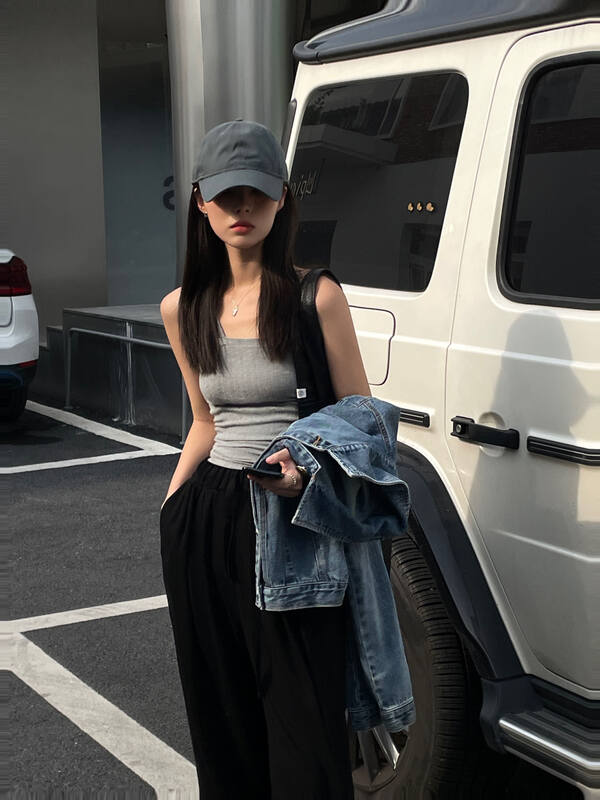 Early autumn new [CLEAN SPACE] simple solid color short vest/sling 32106# CQW