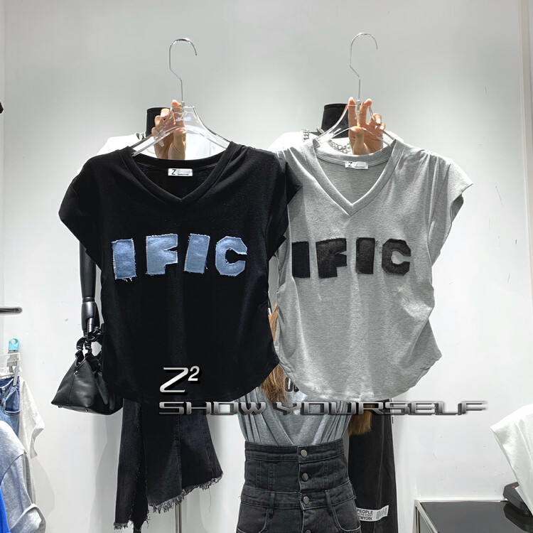 [Z2] Letter Personality Fashion Short Sleeve T-Shirt 1073# WTT