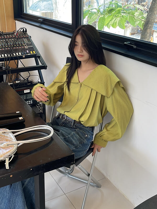New in early autumn!【CLEAN SPACE】Solid color loose big lapel shirt 31625# CQW