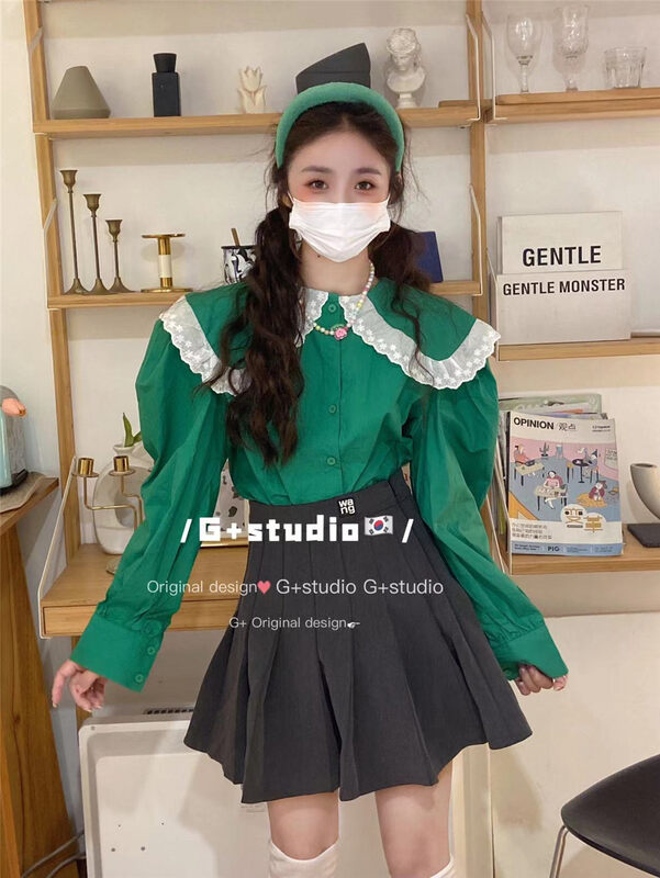 Autumn is new! [G+] Korean version all-match doll collar shirt 512# WTT