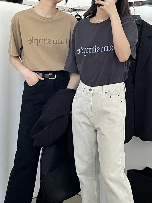 【CLEAN SPACE】Simple letter pattern casual short-sleeved T-shirt 32711# CQW
