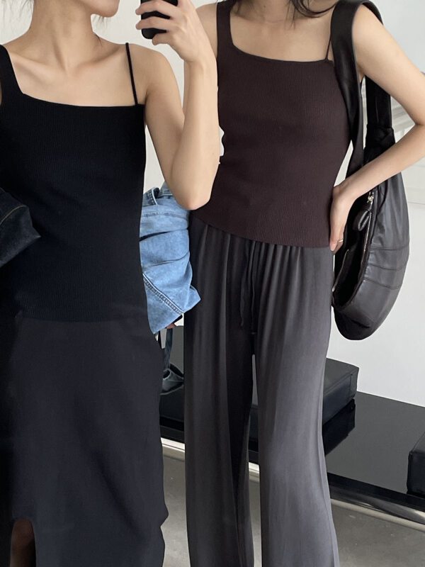 【CLEAN SPACE】Solid Color Slim Short Vest/Sling 33137# CQW
