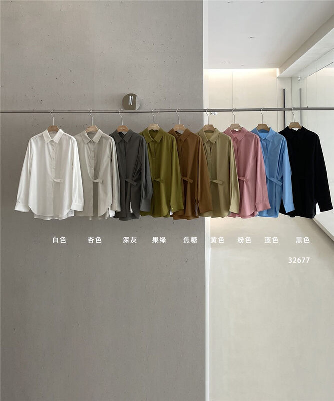 Exclusive custom silk cotton, 9 colors into [CLEAN SPACE] solid color loose texture Tencel shirt 32677# CQW