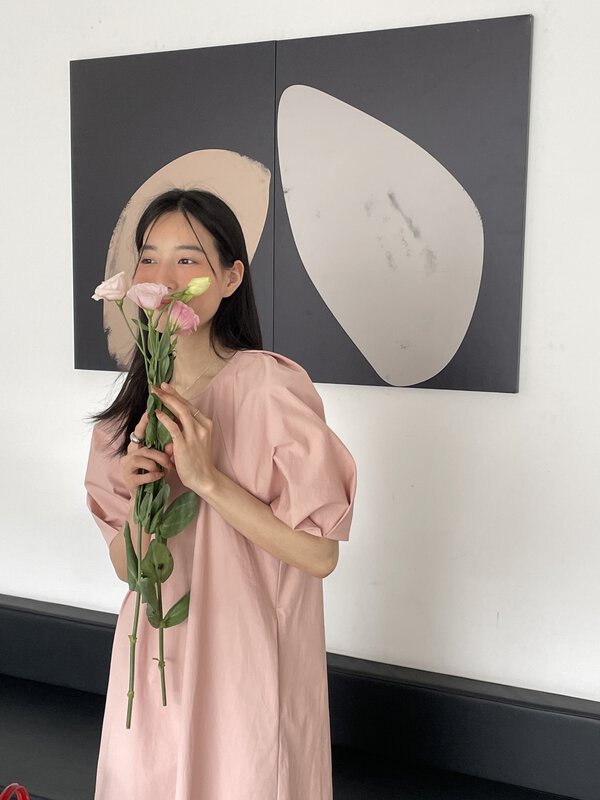 【CLEAN SPACE】Fresh and simple puff sleeve solid color temperament dress A31150# CQW