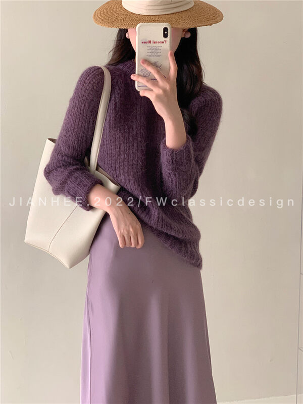 New in autumn!【JIAN HEE】Casual solid color knitted warm sweater MY008# OZQ
