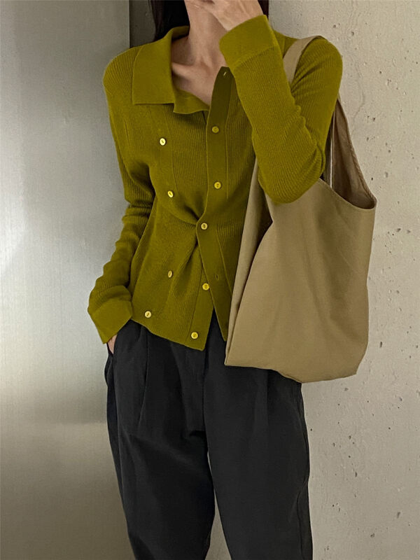 New in early autumn!【CLEAN SPACE】Simple solid color slim fit all-match knitted cardigan 31651# CQW