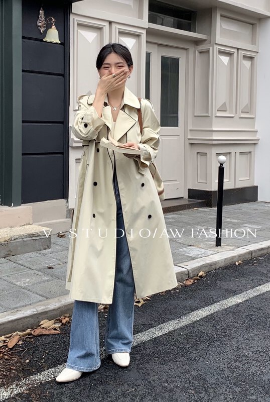 Autumn is new! [V.STUDIO] loose basic all-match temperament windbreaker (with belt) Q8867# ZJY