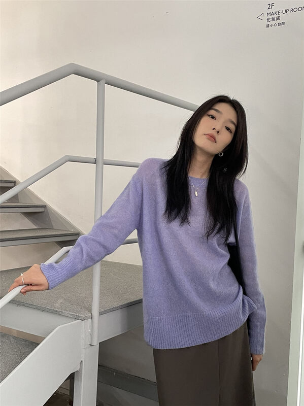 New in autumn!【CLEAN SPACE】Simple solid color loose round neck sweater YS1-27796# CQW