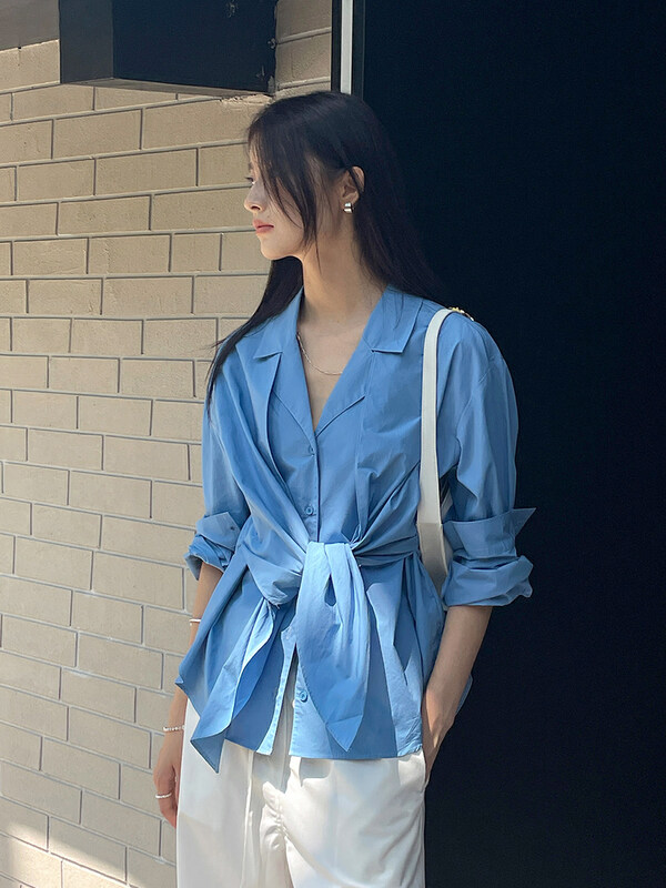 Autumn is new! [CLEAN SPACE] Korean version of the simple design sense of temperament shirt 32061# CQW