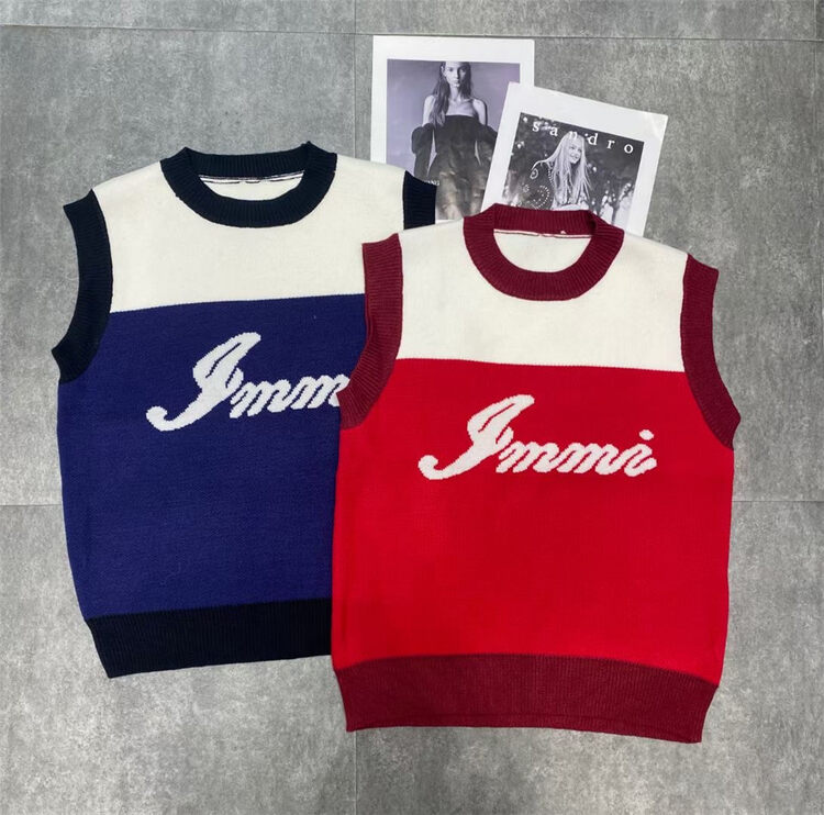 New in autumn! [S'SEVEN] letter pullover color matching vest 9719# XYJ