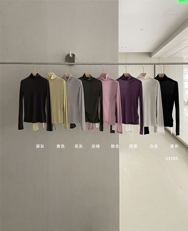 New in autumn!【CLEAN SPACE】Solid color slim turtleneck sweater 33705# CQW