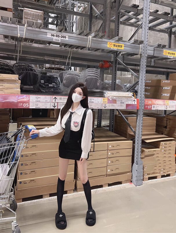 New for Autumn!【HELLO MISS】British style fashion slim fake two-piece dress (with tie) 61120# PCZ
