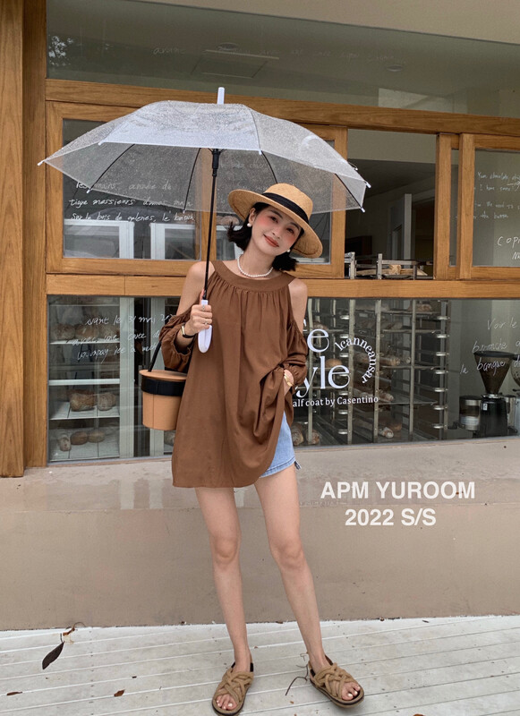 【APM YUROOM】Temperament holiday style halter neck off-shoulder shirt YS1-8173# LSL