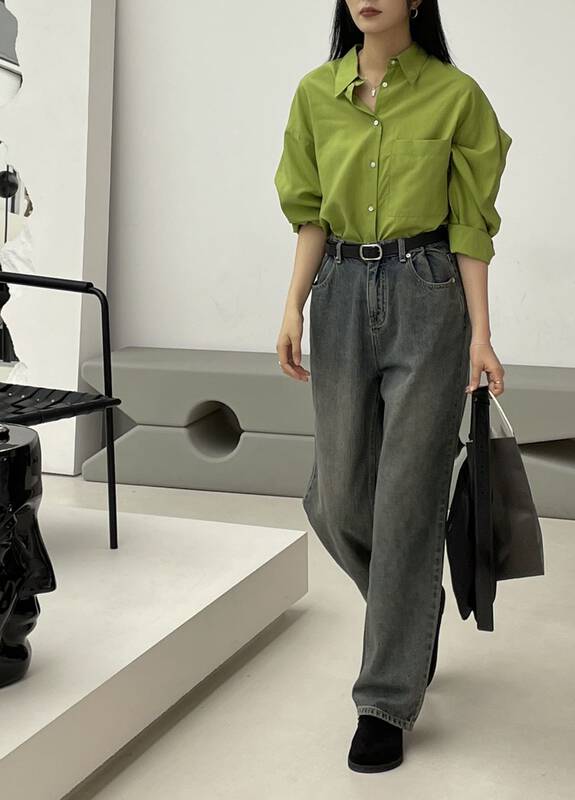 New in early autumn! Retro wash【CLEAN SPACE】Korean casual straight-leg slimming jeans 27963# CQW