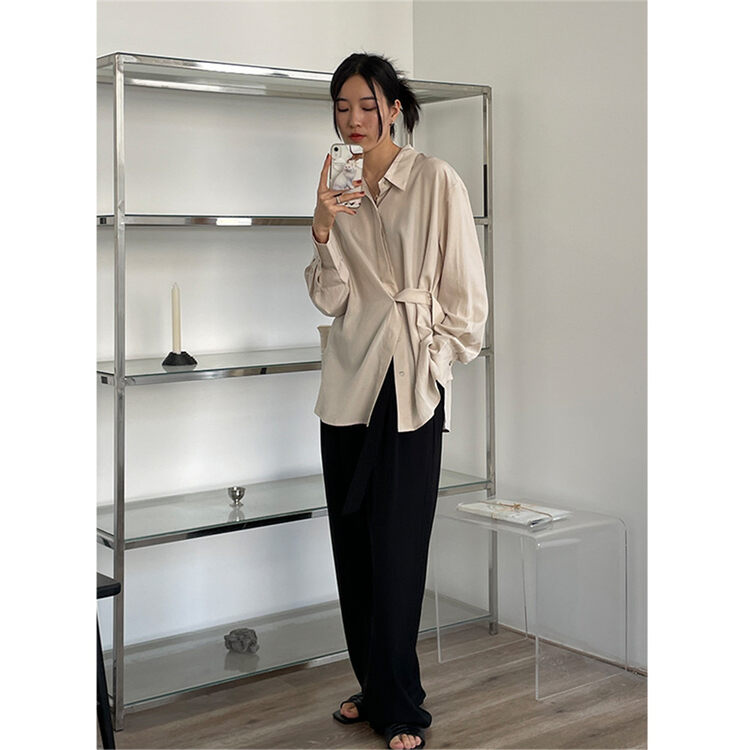 Original price 108.99! 【CLEAN SPACE】Korean version solid color buttoned casual shirt YS2-30666# CQW